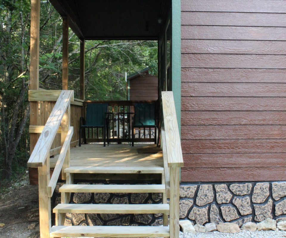 porch view of cabin at Great Escapes RV Resorts Branson