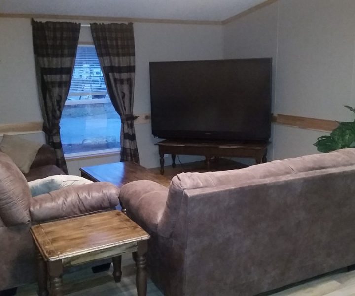 ozark house living room with couches and tv