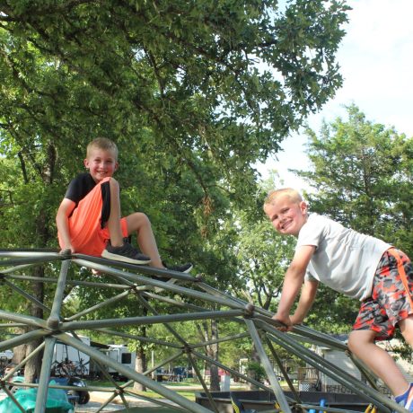 kids climbing jungle gym at Great Escapes RV Resorts Branson