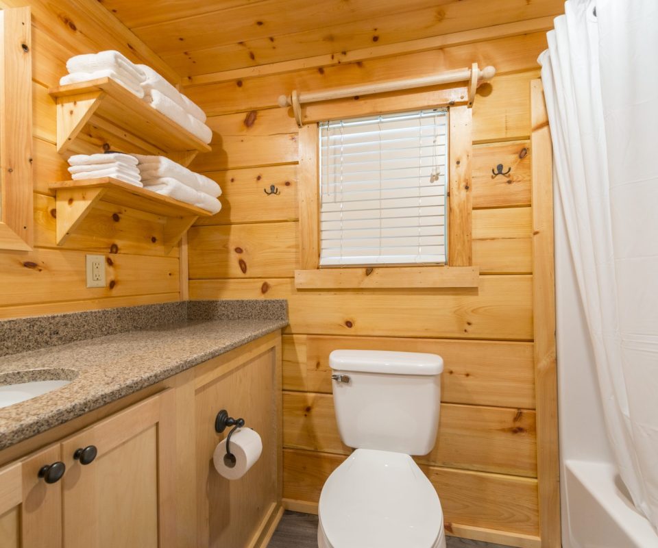 bathroom of Lost Canyon cabin rental