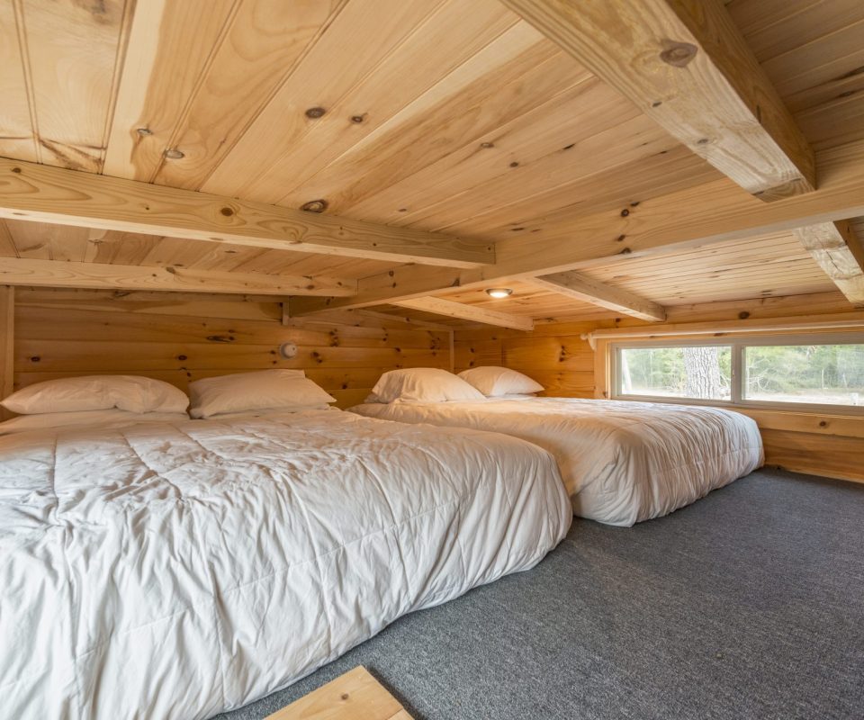 bedroom of the Riverview cabin rental